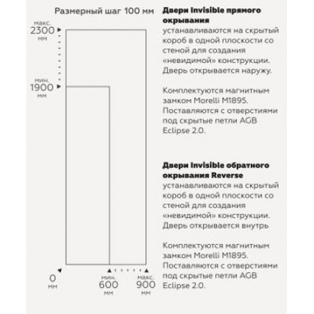 Дверь межкомнатная скрытая INVISIBLE, кромка серебро, наружнее открывание, кромка  с 4-х сторон